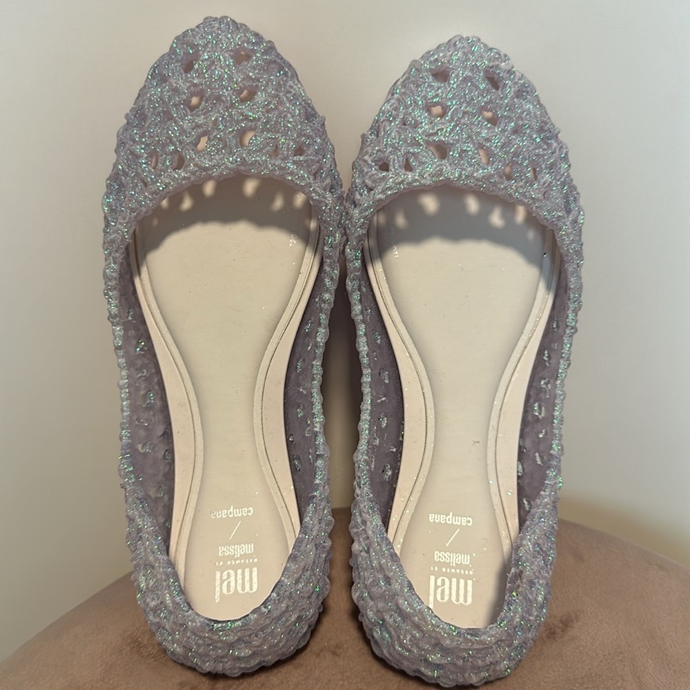 Stunning Melissa Campana flats in iridescent white detail. - Picture 5 of 11